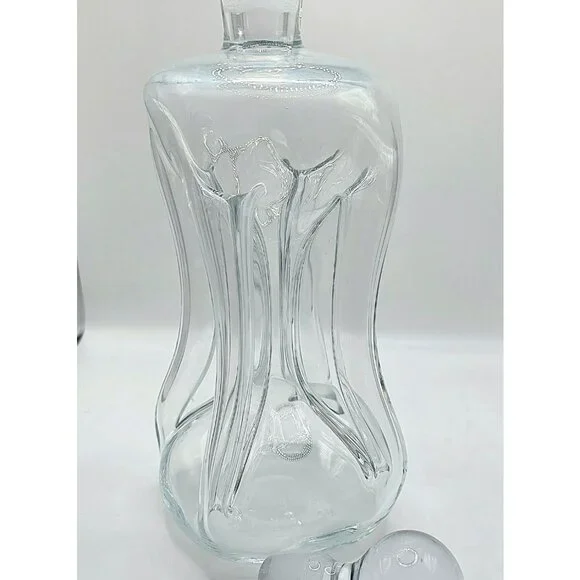 VTG Holmegaard Kluk Alcohol Decanter Danish Stopper Pinch Art Glass Blue Tint - Picture 4 of 15